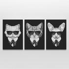 Quadro Decorativo Gatos Mafia Kit 3 peças Decoração Mosaico