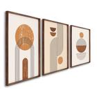 Quadro Decorativo Geométrico Abstrato Linhas e Formas com 3 telas para Escritório Hall Quarto