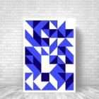 Quadro Decorativo Geométrico Azul e Branco II 45x34cm