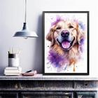 Quadro Decorativo Golden Retriever Happy Aquarela 45X34Cm