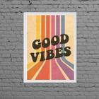 Quadro Decorativo Good Vibes Retrô 33X24Cm - Com Vidro