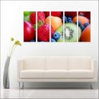 Quadro Decorativo Gourmet Frutas Cozinhas Restaurantes Mosaico 5 Peças GG9