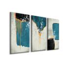 Quadro Decorativo Grande Abstração Azul 3 peças 120x60 cm
