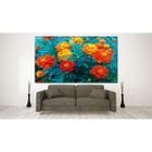 Quadro Decorativo Grande Floral Tagetes Patula - 150x80cm