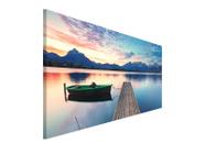 Quadro Decorativo Grande Sala 130x70 paisagem lago barco Quadro para Quarto Hall Escritório