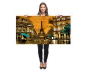 Quadro Decorativo Grande Sala Paris Torre Eiffel Dourado 98x50