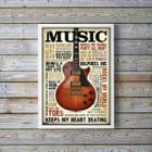 Quadro Decorativo Guitarra Music Marrom 24x18cm com Vidro