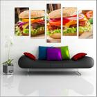 Quadro Decorativo Hambúrguer Gourmet Restaurantes Decorações Salas 5 peças com Moldura