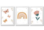 Quadro Decorativo Infantil arco-íris boho borboleta flor