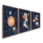 Quadro Decorativo Infantil Aventura Espacial com 3 Telas Cm de Parede para Escola Maternidade Brinqu Tabaco