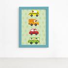 Quadro Decorativo Infantil Carrinhos 22x32 Moldura Azul