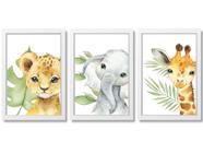 Quadro Decorativo Infantil Quarto Bebê Safari Aquarela 33x43