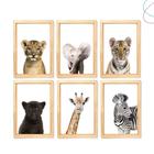 Quadro Decorativo Infantil Safari Animais Reais Filhotes