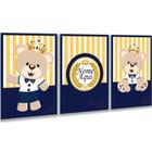 Quadro Decorativo Infantil Urso Príncipe Moeda Gold Personalizado Quarto Menino