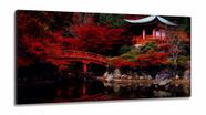 Quadro Decorativo Japão Sakura Vermelho em Tecido Canvas 130x60