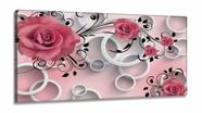 Quadro Decorativo Japones e Rosas Estilo 3d em Tecido canvas 130x60