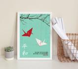 Quadro Decorativo Japonês Tsurus 24x18cm - com vidro