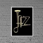 Quadro Decorativo Jazz Instrumento 33x24cm - com vidro