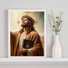 Quadro Decorativo Jesus Com Bíblia 24x18cm - com vidro