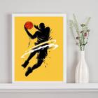 Quadro Decorativo Jogador De Basquete 24x18cm - com vidro