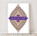 Quadro Decorativo Judaico Mão Shalom 45x34cm - Moldura Preta