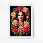 Quadro Decorativo Katy Perry Floral 33x24cm - Madeira Preta