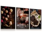 Quadro Decorativo Kit 3 Chocolateria Chocolate Bolo Doce 33x43 cada