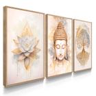 Quadro Decorativo Kit Buda Lótus Amor 55x40 Com Vidros 