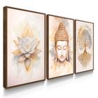 Quadro Decorativo Kit Buda Lótus Amor 55x40 Com Vidros 