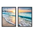 Quadro Decorativo Kit C/02 Praia Amanhecer Mar Sala Quarto Escritório 91x63