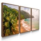 Quadro Decorativo Kit Praia Ondas Relax 55x40 Com Moldura