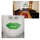 Quadro Decorativo Labios Batom Verde Boca 40x40 Moldura Textura Decoraçao Quarto Sala Recepçao Enfeite Consultorio