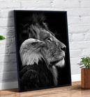 Quadro Decorativo Leão E Aguia Animais Fundo Preto