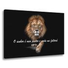 Quadro Decorativo Leão Fundo Preto com Frase O Senhor É Meu Pastor E Nada Me Faltará Tela 55x90cm