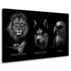 Quadro Decorativo Leão Lobo Águia Motivacional Escritório Sala Grande