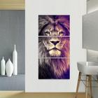 Quadro decorativo Leão The King Vertical Conjunto 3 Peças