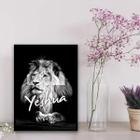 Quadro decorativo leão Yeshua 33x24cm - vidro, moldura preta