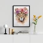 Quadro Decorativo Leoa Com Coroa DeFlores 45x34cm - com vidro