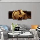 Quadro decorativo Lobo Rosnando Artístico Kit 5 Peças