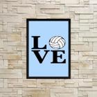 Quadro Decorativo Love Bola Volei 33X24Cm - Com Vidro