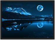 Quadro Decorativo Lua Noite Lago Árvores Paisagem Natureza Decorações Com Moldura G2