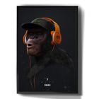 Quadro Decorativo Macaco Com Fone De Ouvido Swag