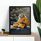 Quadro Decorativo Macaco Meditando 33X24Cm - Com Vidro