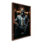 Quadro Decorativo Macaco Modelo Boss Chefe com 1 Tela de Parede Cm ou Cm para Sala Quarto Escritório Tabaco