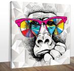 Quadro Decorativo Macaco Óculos Colorido Midiapoparte 60X60
