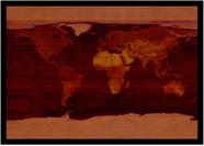 Quadro Decorativo Mapa-Múndi Artístico Continentes Geografia Sala Escritório Com Moldura RC028