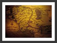 Quadro Decorativo Mapa Mundo Senhor Dos Anéis Cinema Filmes Salas Quartos Decorações Com Moldura