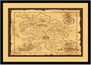 Quadro Decorativo Mapa Pirata Tesouro Vintage Artístico Sala Escritório Com Moldura RC070