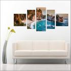 Quadro Decorativo Mar Pedras Praia Paisagem Natureza Com 5 Peças