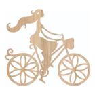 Quadro Decorativo Mdf Marfim Ciclista 40X20Cm